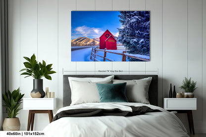 Sun Valley | Idaho | Red Barn | Winter Lights | Print | Paper | Canvas | Metal | Acrylic