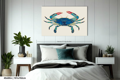 PANORAMIC WALL ART | Maryland Blue Crab Art | Beach Art | Ocean Painting | Oversized Coastal Wall Art | Beach House Décor | Canvas Acrylic