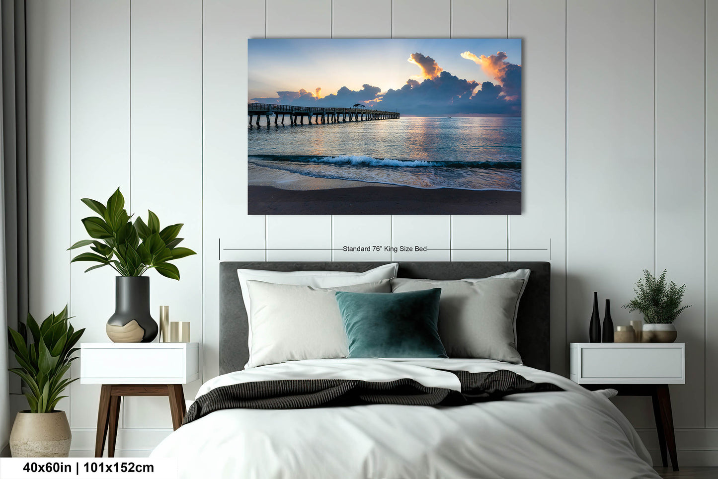Sunrise at Lake Worth Beach and Pier Photograph Fine Art Print Canvas Acrylic Metal Wall Decor