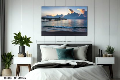 Sunrise at Lake Worth Beach and Pier Photograph Fine Art Print Canvas Acrylic Metal Wall Decor