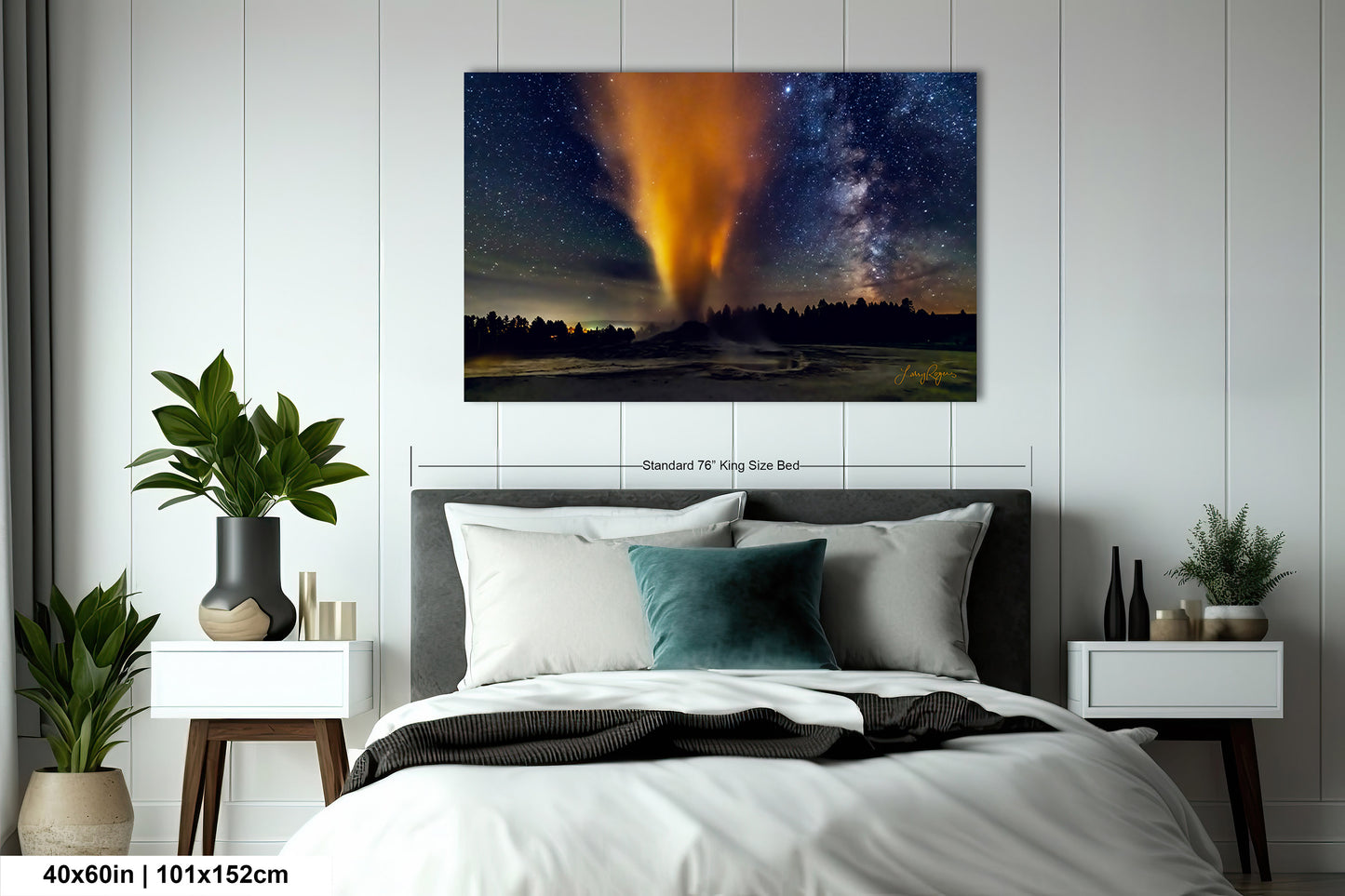 Starry Night in Yellowstone, Night Sky, Milky Way, Living Room, Bedroom, Office, Dorm, Canvas, Metal, Acrylic, Paper Print