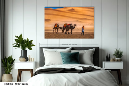 Sahara Desert Canvas Print, Camels, Morocco Photography, Photo Art, Canvas Wall Art, Desert Landscape, Travel Photography