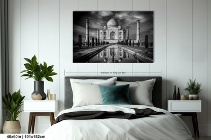 Taj Mahal Art Print, Photo Art, Black and White Canvas Print, Home Decor, Wall Art, Architecture Photography, India Photography, Travel
