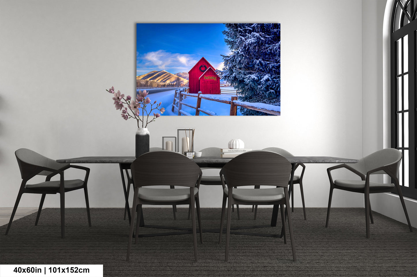 Sun Valley | Idaho | Red Barn | Winter Lights | Print | Paper | Canvas | Metal | Acrylic