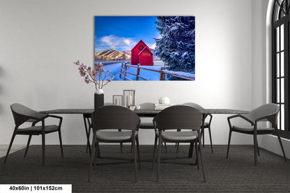 Sun Valley | Idaho | Red Barn | Winter Lights | Print | Paper | Canvas | Metal | Acrylic