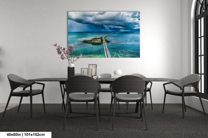 Seven Mile Bridge Wall Art - Florida Keys Stormy Ocean Landscape Print - Coastal Scenic Canvas Decor for Home & Office