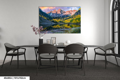 Maroon Bells with moose, Maroon Bells fall picture, Colorado aspens wall art, Autumn colors and mountains, Aspen Colorado landscape print