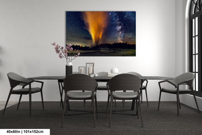 Starry Night in Yellowstone, Night Sky, Milky Way, Living Room, Bedroom, Office, Dorm, Canvas, Metal, Acrylic, Paper Print