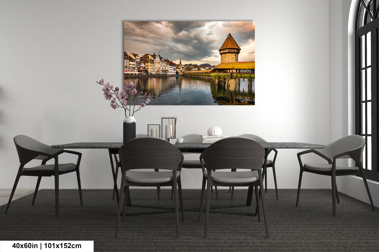 Lucerne Bridge Photography, Kapellbrucke Print, Chapel Bridge Photo Art, Canvas Print, Canvas Wall Art, Fine Art Print