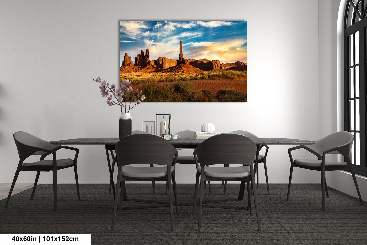 Monument Valley Artwork - Totem Pole Desert Landscape Sunset Print, Southwest Native Style Wall Decor, Home Gift, Tribal Boho Art Poster