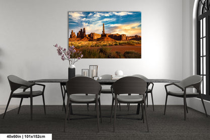 Monument Valley Artwork - Totem Pole Desert Landscape Sunset Print, Southwest Native Style Wall Decor, Home Gift, Tribal Boho Art Poster
