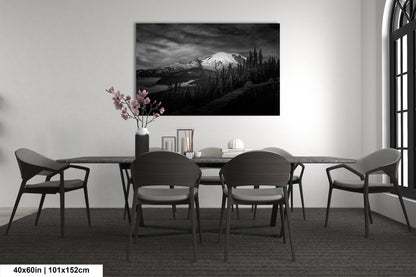 Mt Rainier Sunrise Photo Black and White Print, Mt Rainier National Park, Photography Landscape Canvas Wall Art Print, Washington Landscape