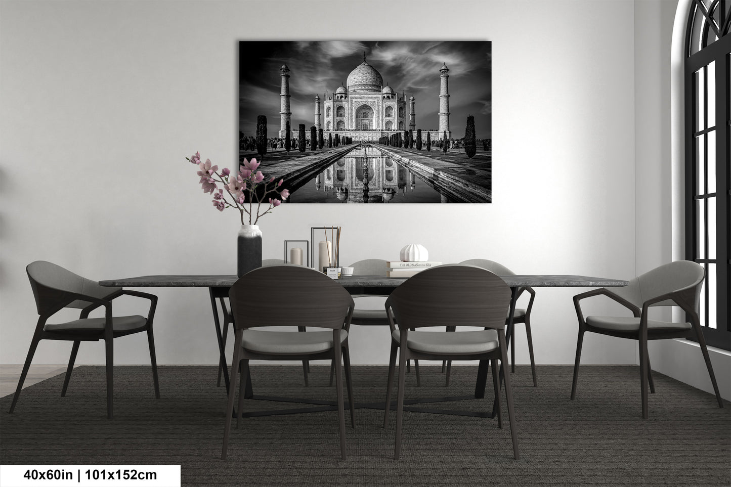 Taj Mahal Art Print, Photo Art, Black and White Canvas Print, Home Decor, Wall Art, Architecture Photography, India Photography, Travel