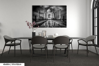Taj Mahal Art Print, Photo Art, Black and White Canvas Print, Home Decor, Wall Art, Architecture Photography, India Photography, Travel