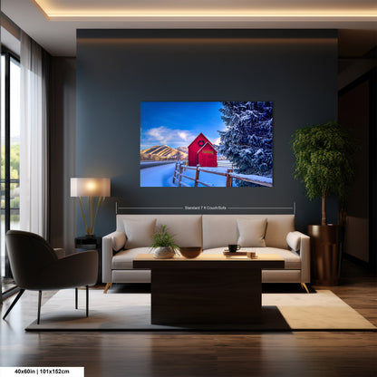 Sun Valley | Idaho | Red Barn | Winter Lights | Print | Paper | Canvas | Metal | Acrylic