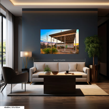 Abandoned Gas Station Mural Art Print | Lobo Texas Ghost Town Landscape | Desert Americana Wall Decor | Keep the Lonely Places Lonely
