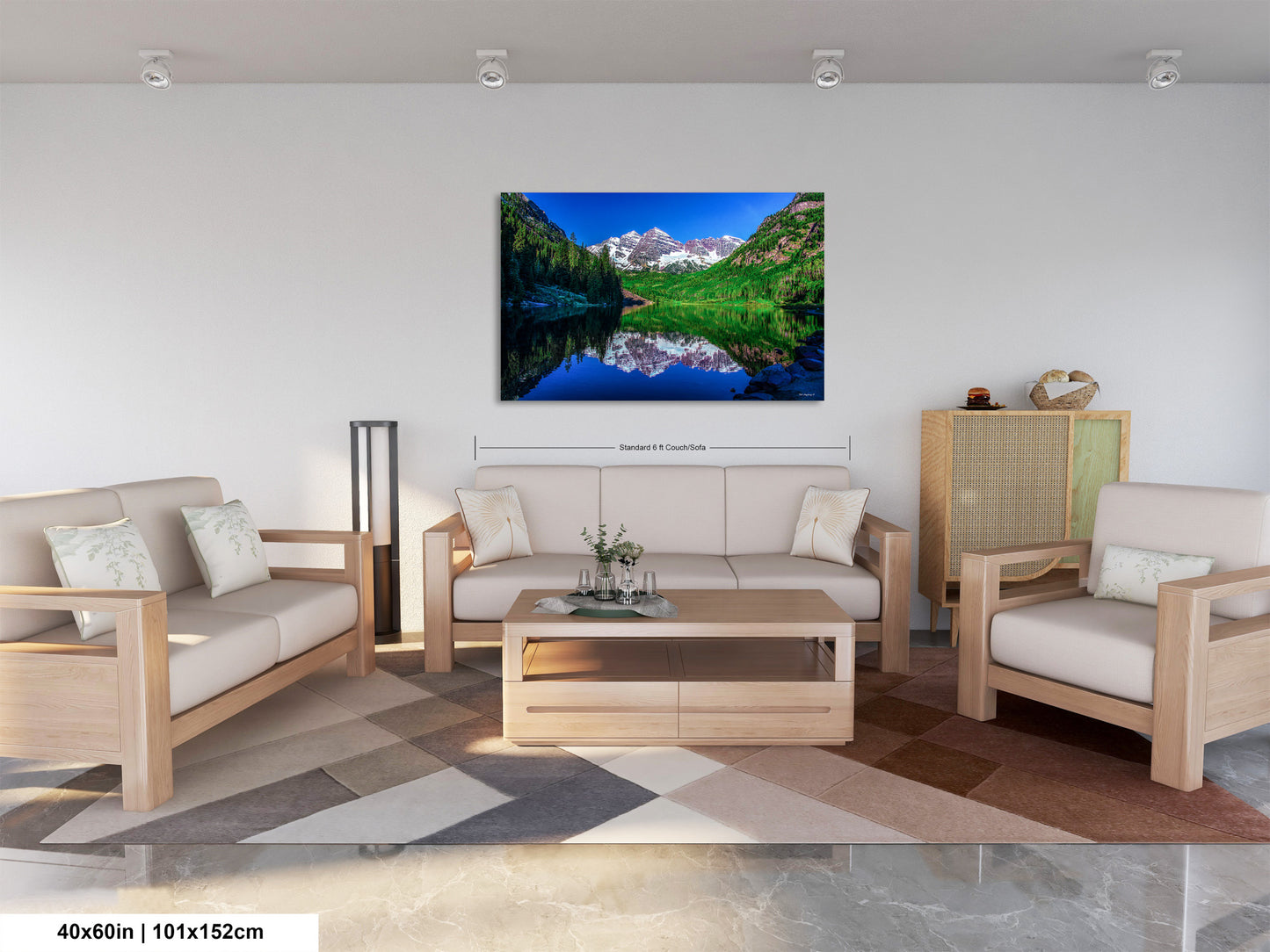 Reflections of Maroon Bells in spring, Aspen Colorado artwork, mountain lake, nature wall art, triptych, office decor,