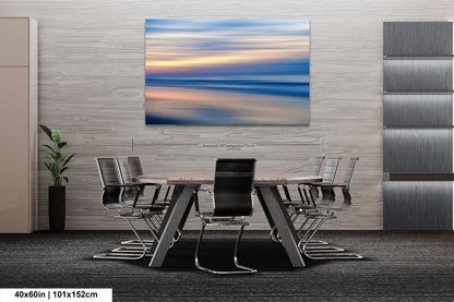 Abstract Seascape Photography Print, Ocean Sunrise Coastal Wall Art, Beach House Artwork, Peaceful Shoreline Sunset, Metal, Canvas, Acrylic