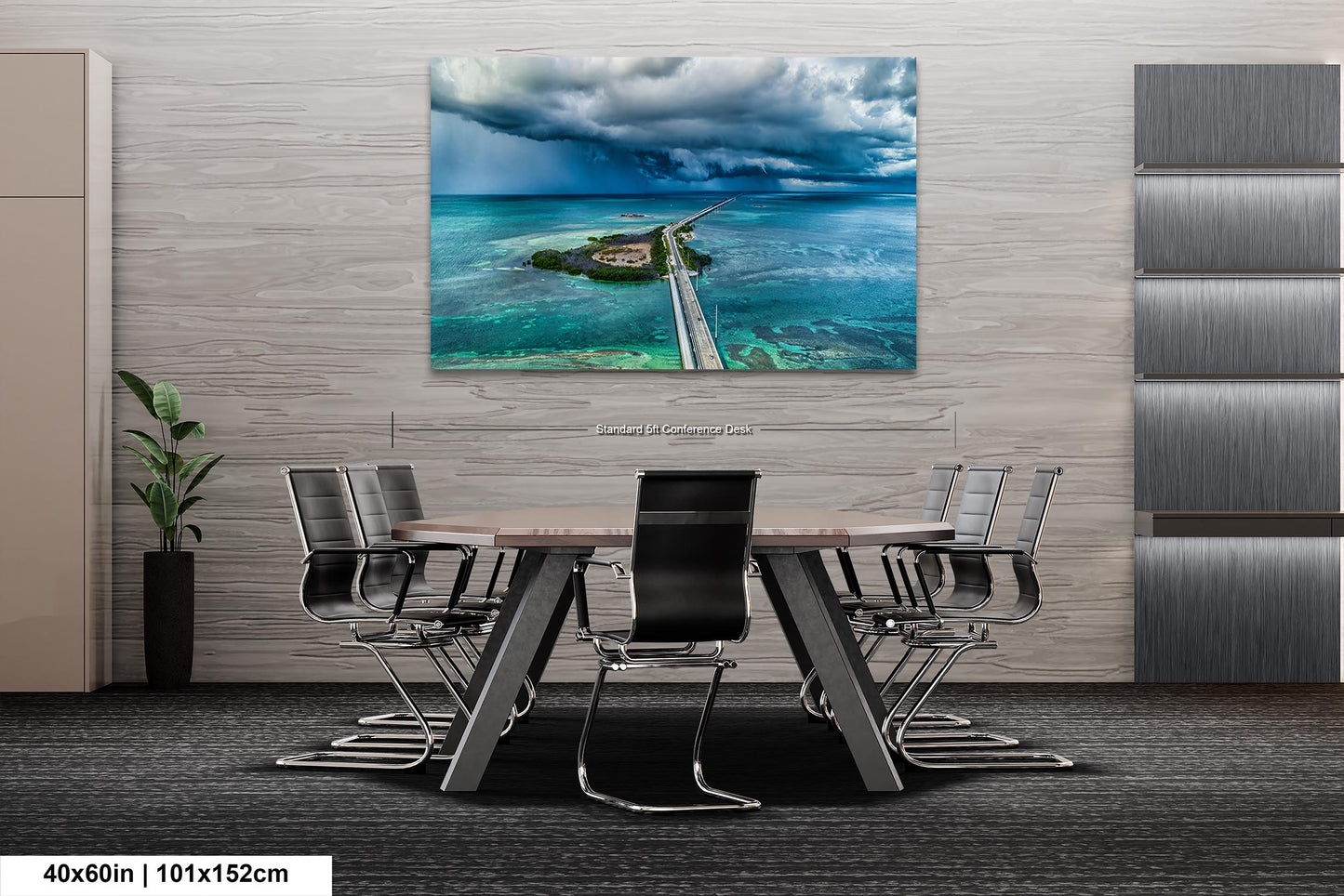 Seven Mile Bridge Wall Art - Florida Keys Stormy Ocean Landscape Print - Coastal Scenic Canvas Decor for Home & Office