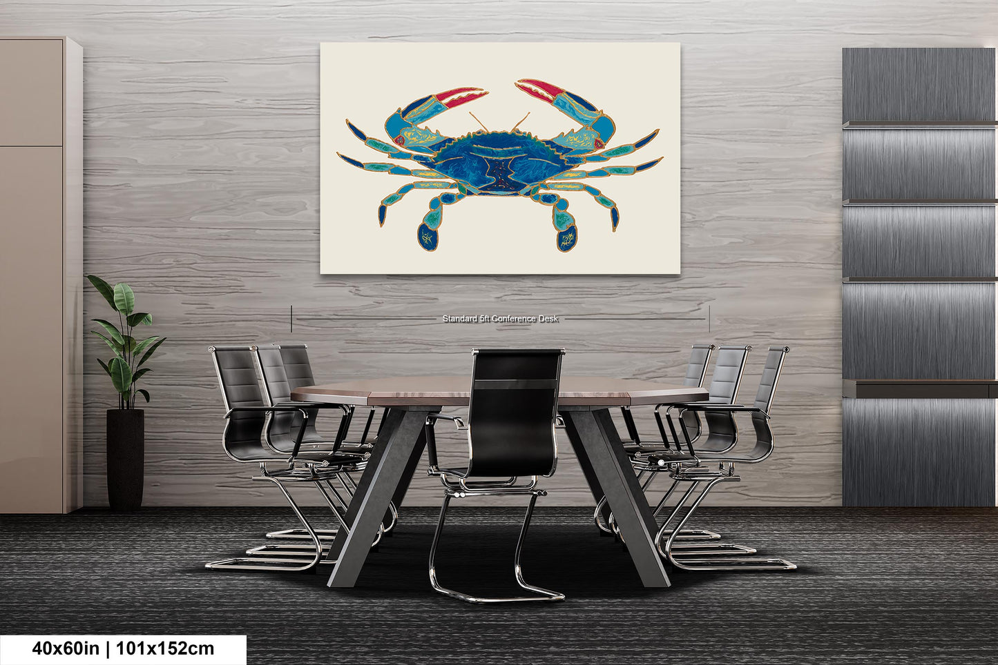 PANORAMIC WALL ART | Maryland Blue Crab Art | Beach Art | Ocean Painting | Oversized Coastal Wall Art | Beach House Décor | Canvas Acrylic