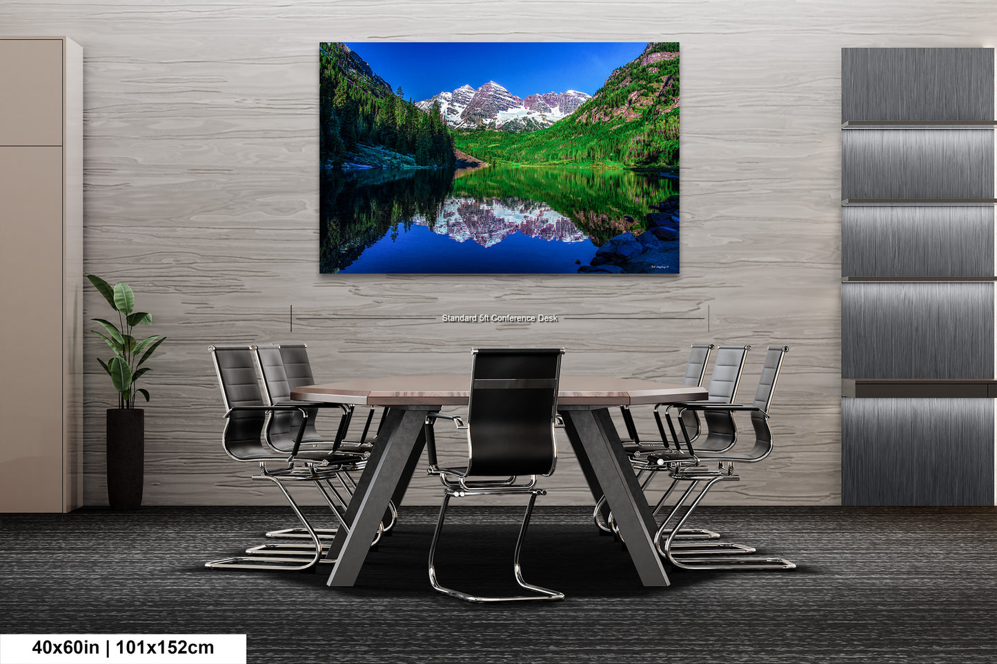 Reflections of Maroon Bells in spring, Aspen Colorado artwork, mountain lake, nature wall art, triptych, office decor,