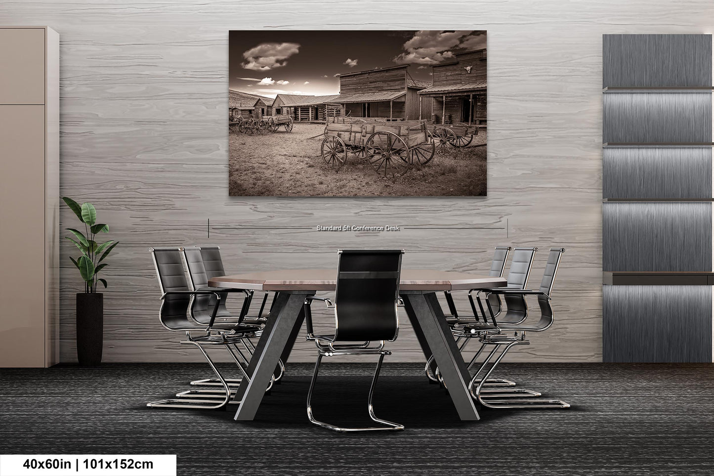 Old West Ghost Town Sepia Photography Decor, Old Wagons Wyoming Photo, Rustic Style, Cowboy Art, Western Art Wall Pictures, Wrapped Canvas,