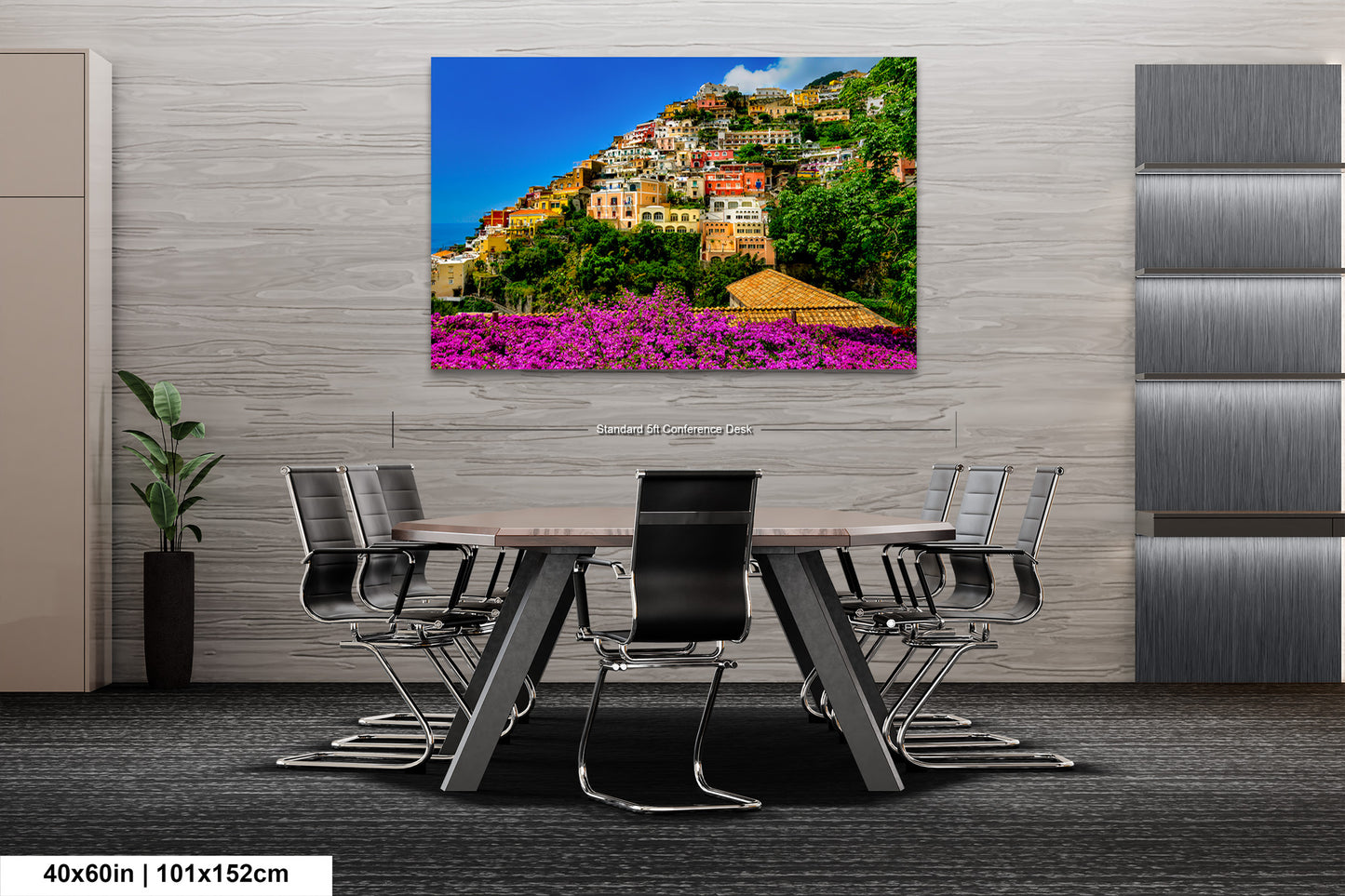 Positano Italy Canvas Print, Italy Photography, Amalfi Coast Photo, Photo Art, Positano Photography, Pink Flowers