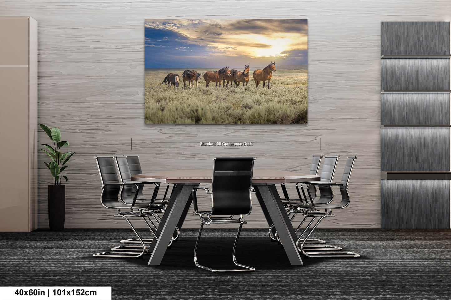 Wyoming Wild Horses Wall Art Print, Wild Mustang Photo, Wildlife Canvas, Cowboy Old West Decor for Home, Living Room, Bedroom Office