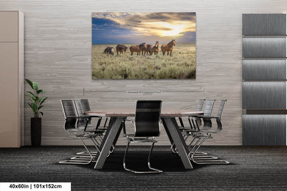Wyoming Wild Horses Wall Art Print, Wild Mustang Photo, Wildlife Canvas, Cowboy Old West Decor for Home, Living Room, Bedroom Office