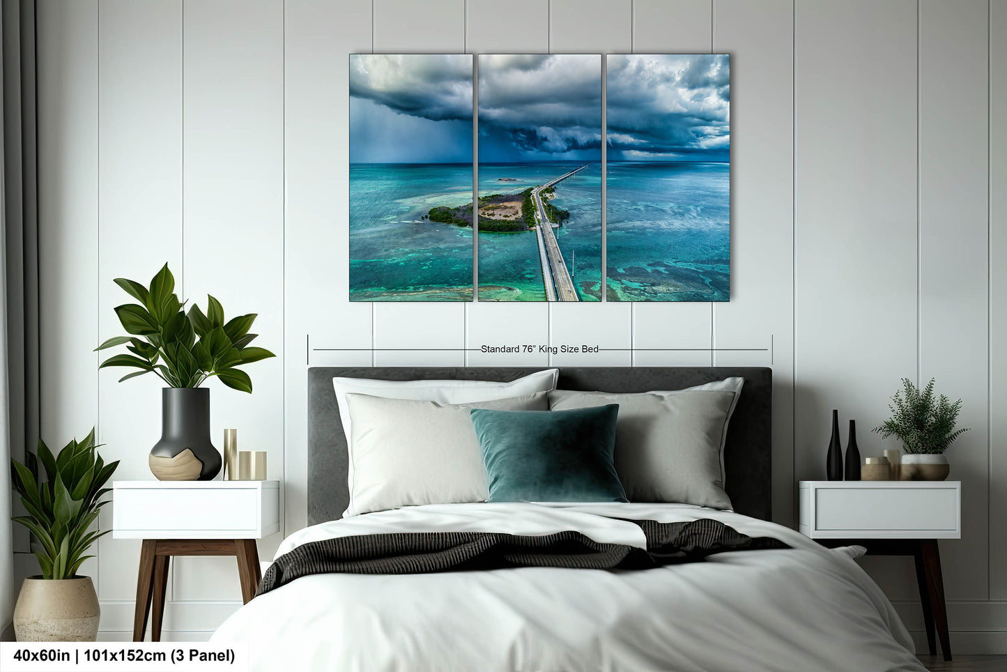 Seven Mile Bridge Wall Art - Florida Keys Stormy Ocean Landscape Print - Coastal Scenic Canvas Decor for Home & Office