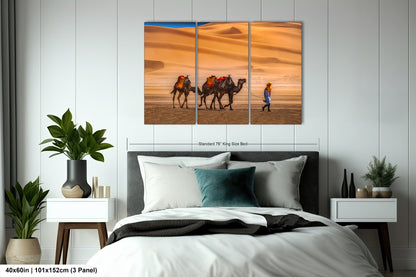 Sahara Desert Canvas Print, Camels, Morocco Photography, Photo Art, Canvas Wall Art, Desert Landscape, Travel Photography