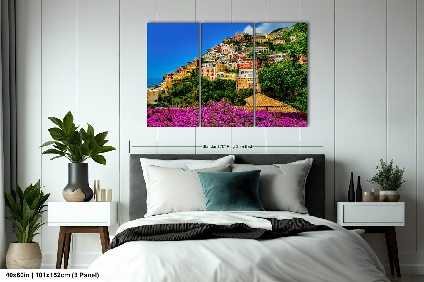 Positano Italy Canvas Print, Italy Photography, Amalfi Coast Photo, Photo Art, Positano Photography, Pink Flowers