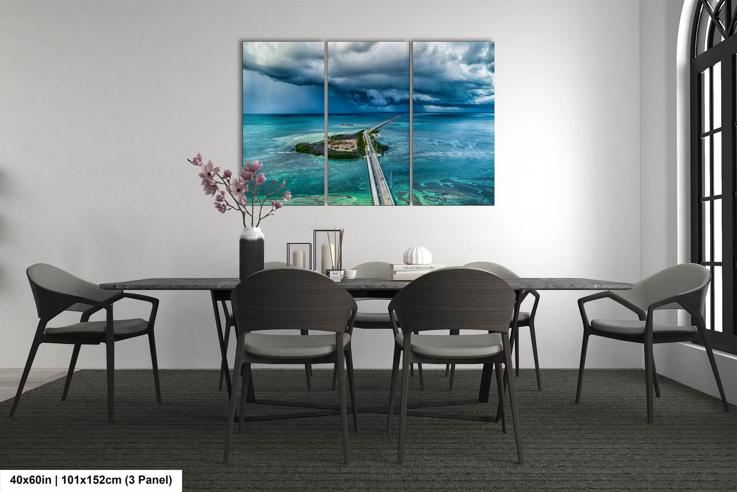 Seven Mile Bridge Wall Art - Florida Keys Stormy Ocean Landscape Print - Coastal Scenic Canvas Decor for Home & Office