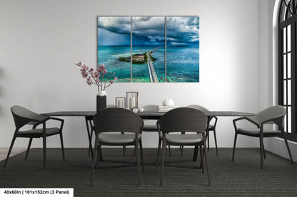 Seven Mile Bridge Wall Art - Florida Keys Stormy Ocean Landscape Print - Coastal Scenic Canvas Decor for Home & Office