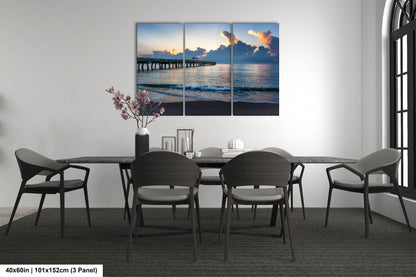 Sunrise at Lake Worth Beach and Pier Photograph Fine Art Print Canvas Acrylic Metal Wall Decor
