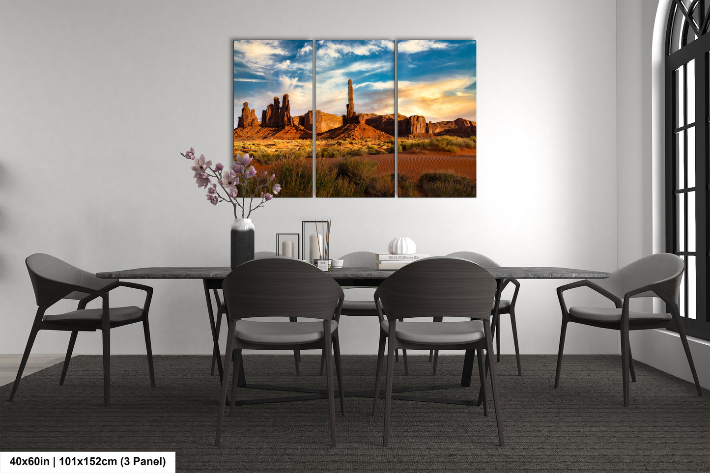 Monument Valley Artwork - Totem Pole Desert Landscape Sunset Print, Southwest Native Style Wall Decor, Home Gift, Tribal Boho Art Poster