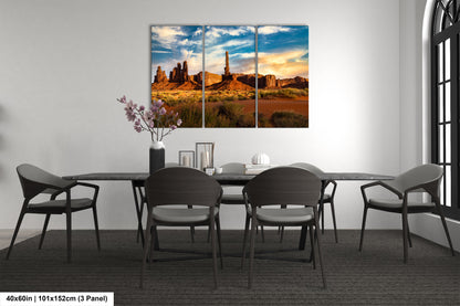 Monument Valley Artwork - Totem Pole Desert Landscape Sunset Print, Southwest Native Style Wall Decor, Home Gift, Tribal Boho Art Poster