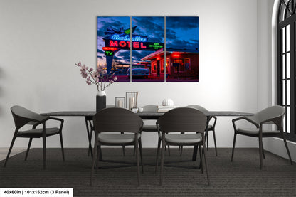 Route 66 Sign - Blue Swallow Motel - Iconic Route 66 Photo: Americana Neon Sign Photography Print - New Mexico Road Trip Wall Art
