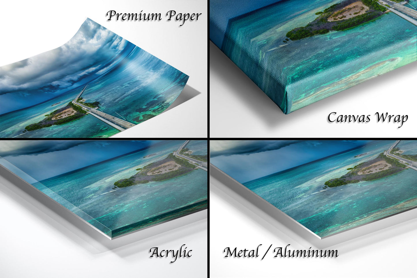 Seven Mile Bridge Wall Art - Florida Keys Stormy Ocean Landscape Print - Coastal Scenic Canvas Decor for Home & Office