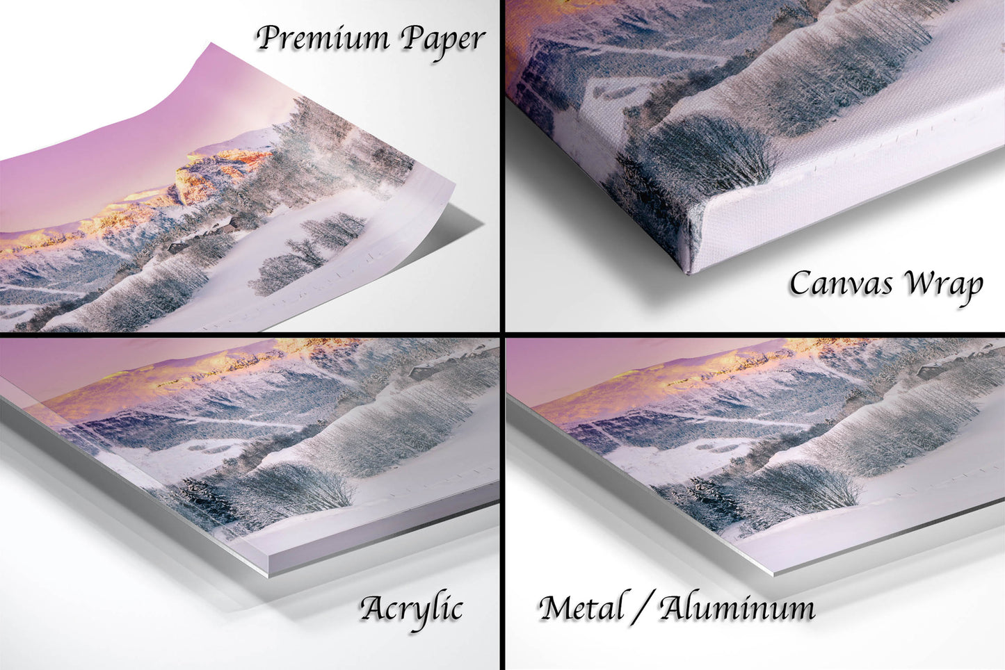 Snow Capped Mountains Sunrise Landscape Winter Print/Canvas/Acrylic/Metal