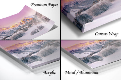 Snow Capped Mountains Sunrise Landscape Winter Print/Canvas/Acrylic/Metal