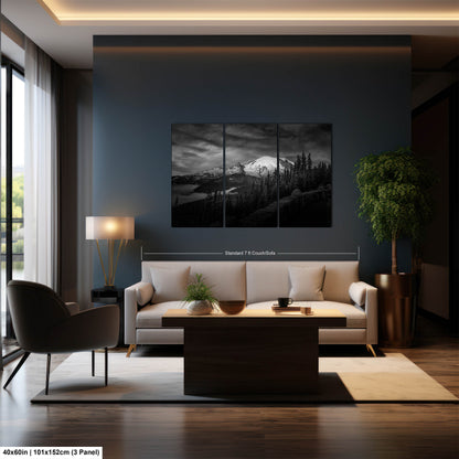 Mt Rainier Sunrise Photo Black and White Print, Mt Rainier National Park, Photography Landscape Canvas Wall Art Print, Washington Landscape