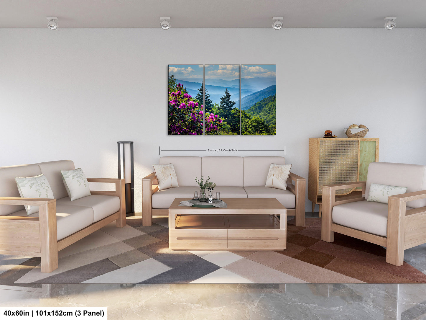 Blue Ridge Mountains and Rhododendrons, Blue Ridge Parkway, North Carolina, Photography wall art