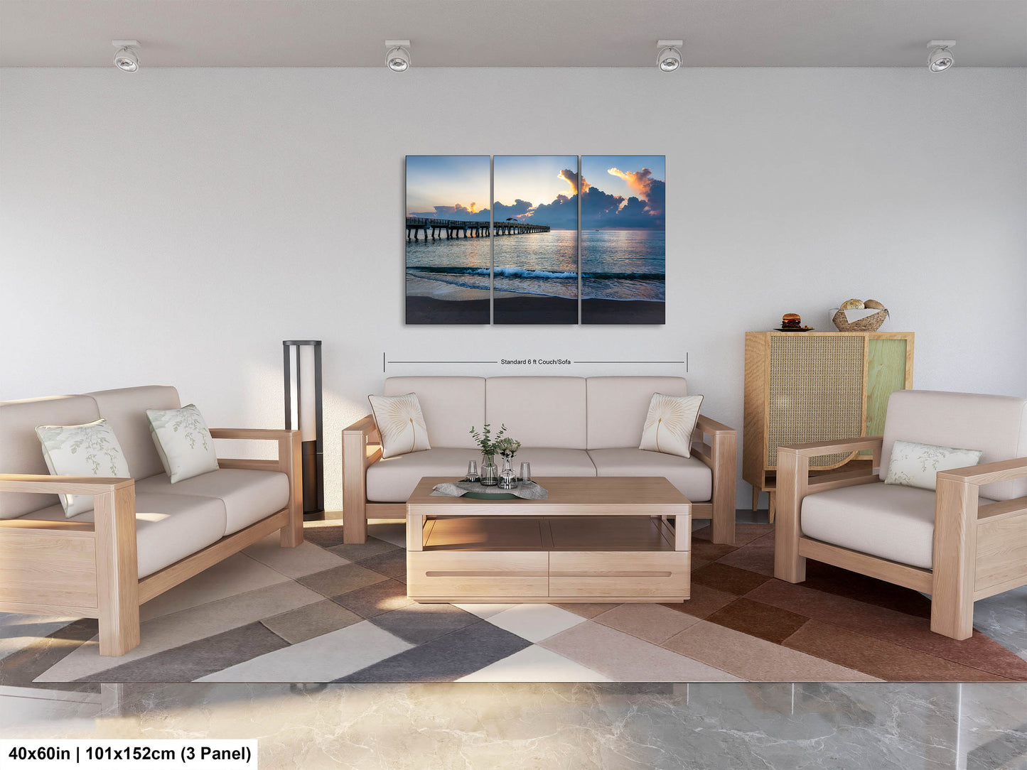Sunrise at Lake Worth Beach and Pier Photograph Fine Art Print Canvas Acrylic Metal Wall Decor
