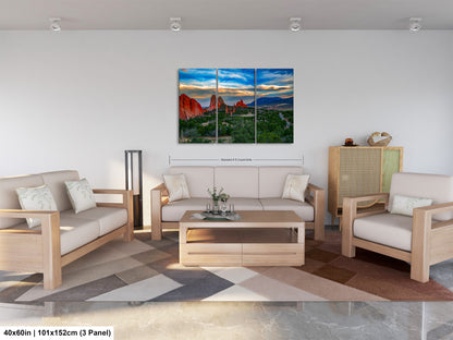 Colorado Springs Garden of the god's, landscape wall art, Garden of god's art, office decor, colorado gifts, triptych, mountain decor
