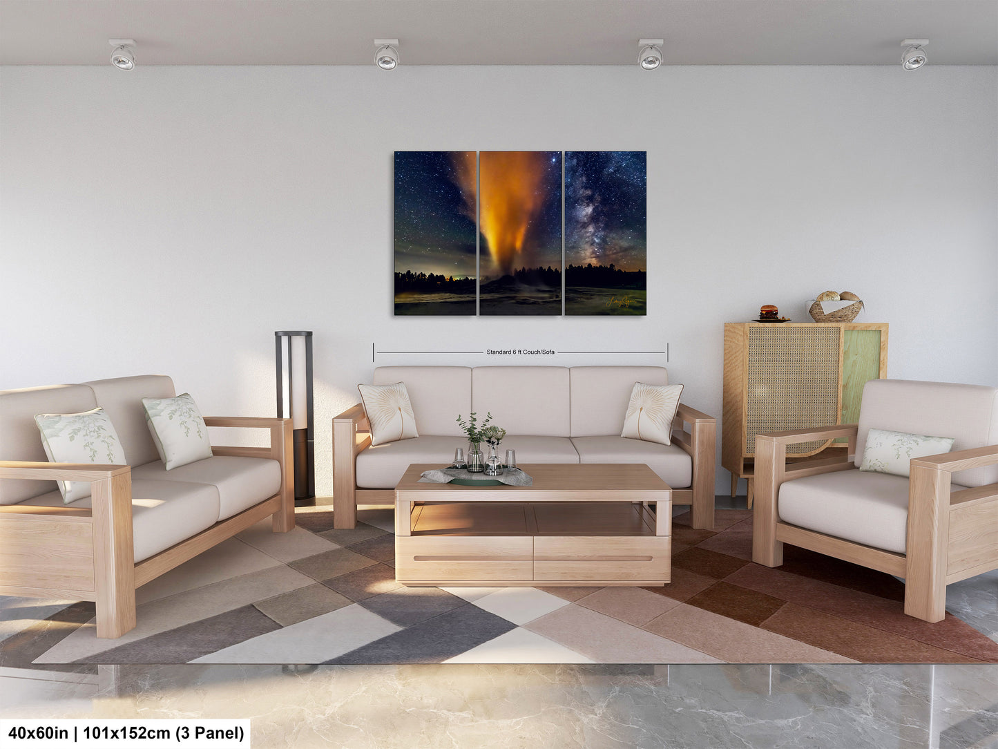 Starry Night in Yellowstone, Night Sky, Milky Way, Living Room, Bedroom, Office, Dorm, Canvas, Metal, Acrylic, Paper Print