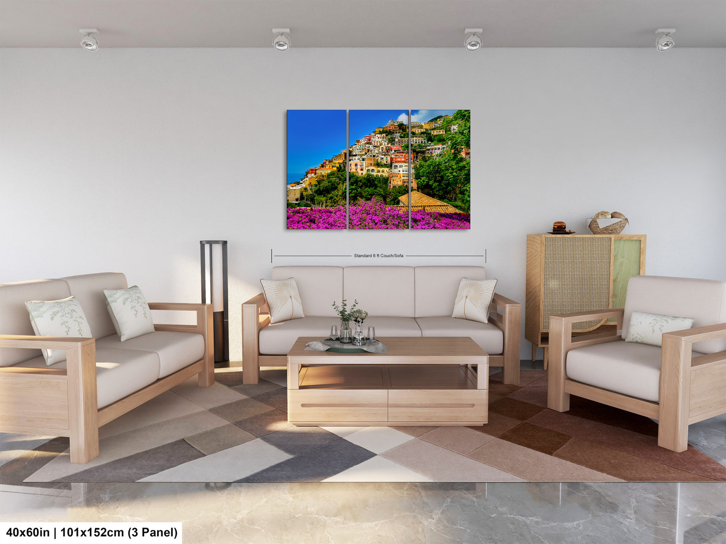 Positano Italy Canvas Print, Italy Photography, Amalfi Coast Photo, Photo Art, Positano Photography, Pink Flowers