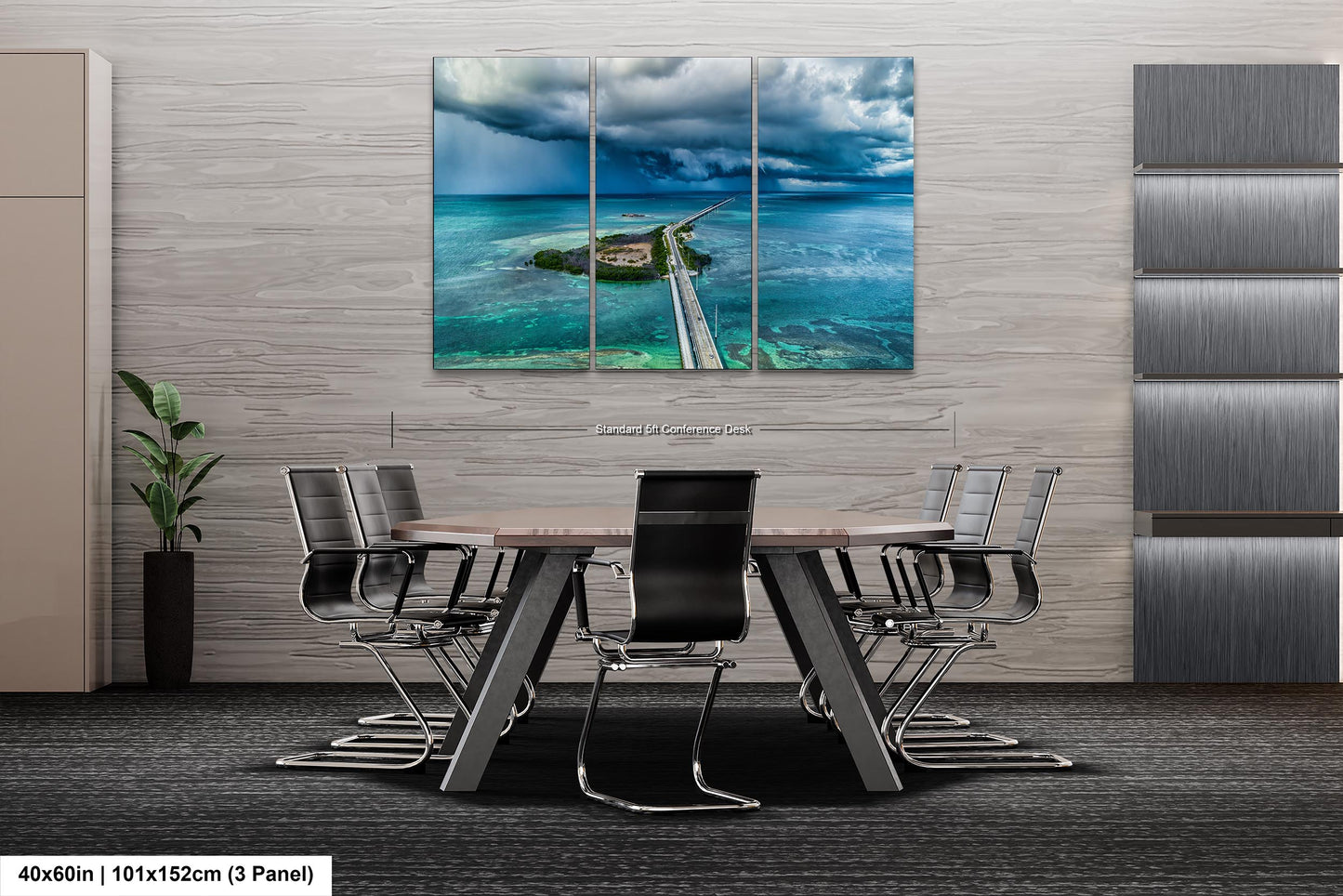 Seven Mile Bridge Wall Art - Florida Keys Stormy Ocean Landscape Print - Coastal Scenic Canvas Decor for Home & Office