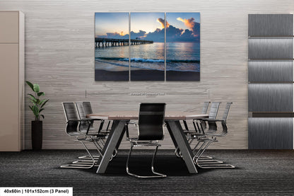 Sunrise at Lake Worth Beach and Pier Photograph Fine Art Print Canvas Acrylic Metal Wall Decor