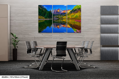 Maroon Bells canvas print, Colorado wall art, autumn colors, sunrise picture, Aspen autumn, nature photography, mountain wall art